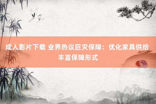 成人影片下载 业界热议巨灾保障：优化家具供给 丰富保障形式