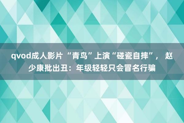 qvod成人影片 “青鸟”上演“碰瓷自摔”， 赵少康批出丑：年级轻轻只会冒名行骗