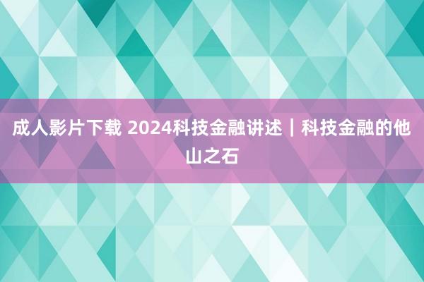 成人影片下载 2024科技金融讲述｜科技金融的他山之石