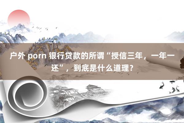 户外 porn 银行贷款的所谓“授信三年，一年一还”，到底是什么道理？