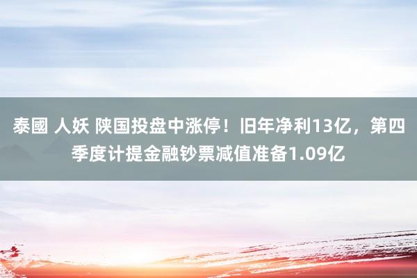 泰國 人妖 陕国投盘中涨停！旧年净利13亿，第四季度计提金融钞票减值准备1.09亿