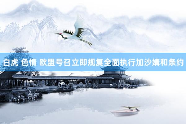 白虎 色情 欧盟号召立即规复全面执行加沙媾和条约