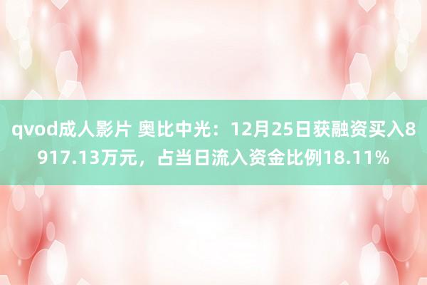qvod成人影片 奥比中光：12月25日获融资买入8917.13万元，占当日流入资金比例18.11%