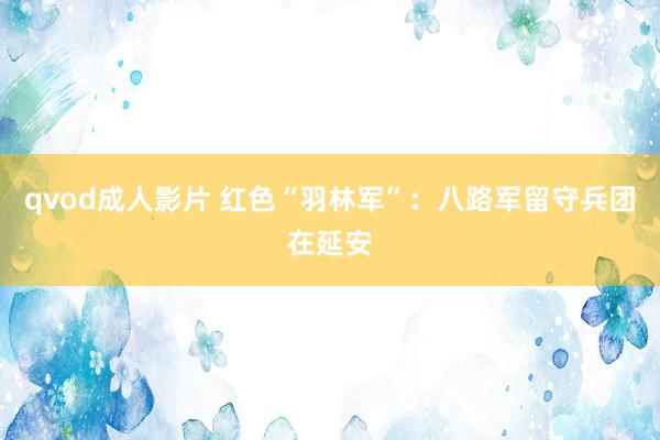 qvod成人影片 红色“羽林军”：八路军留守兵团在延安